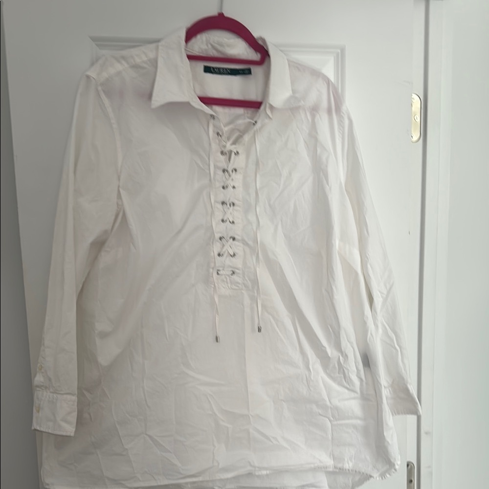 Ralph Lauren White Lace Up Shirt